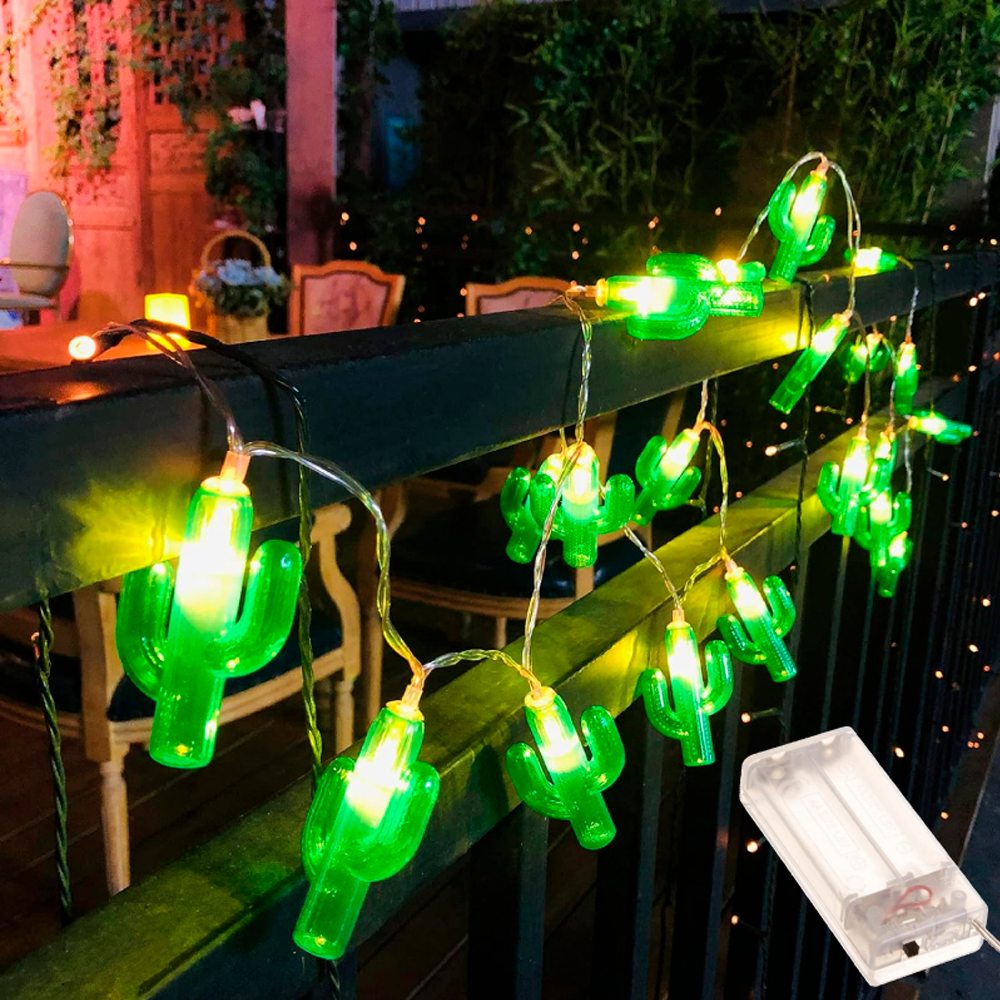 Luz Calida LED a Pila - Cactus Verde